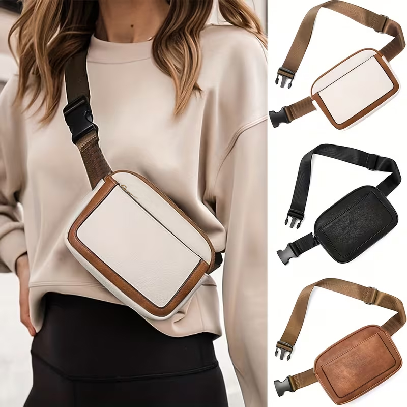 Motorcycle Gear Companies - Atmungsaktive Mini-Motorrad-Hüfttasche mit Kontrastkante, Crossbody-Umhängetasche, Leichte